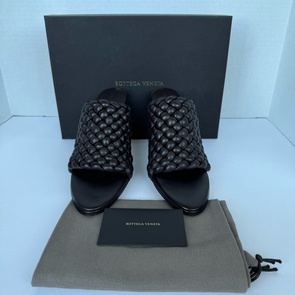 Bottega Veneta Brown Intrecciato Curve Heeled Sandals NWT - Picture 10 of 13
